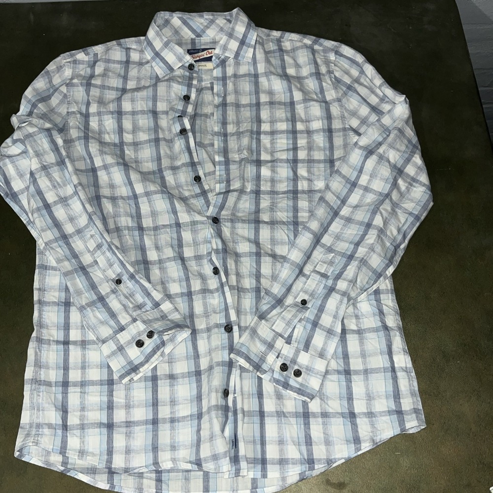 Johnnie-O Hangin' Out Button Up Shirt Long Sleeve Plaid Cotton Mens Medium M